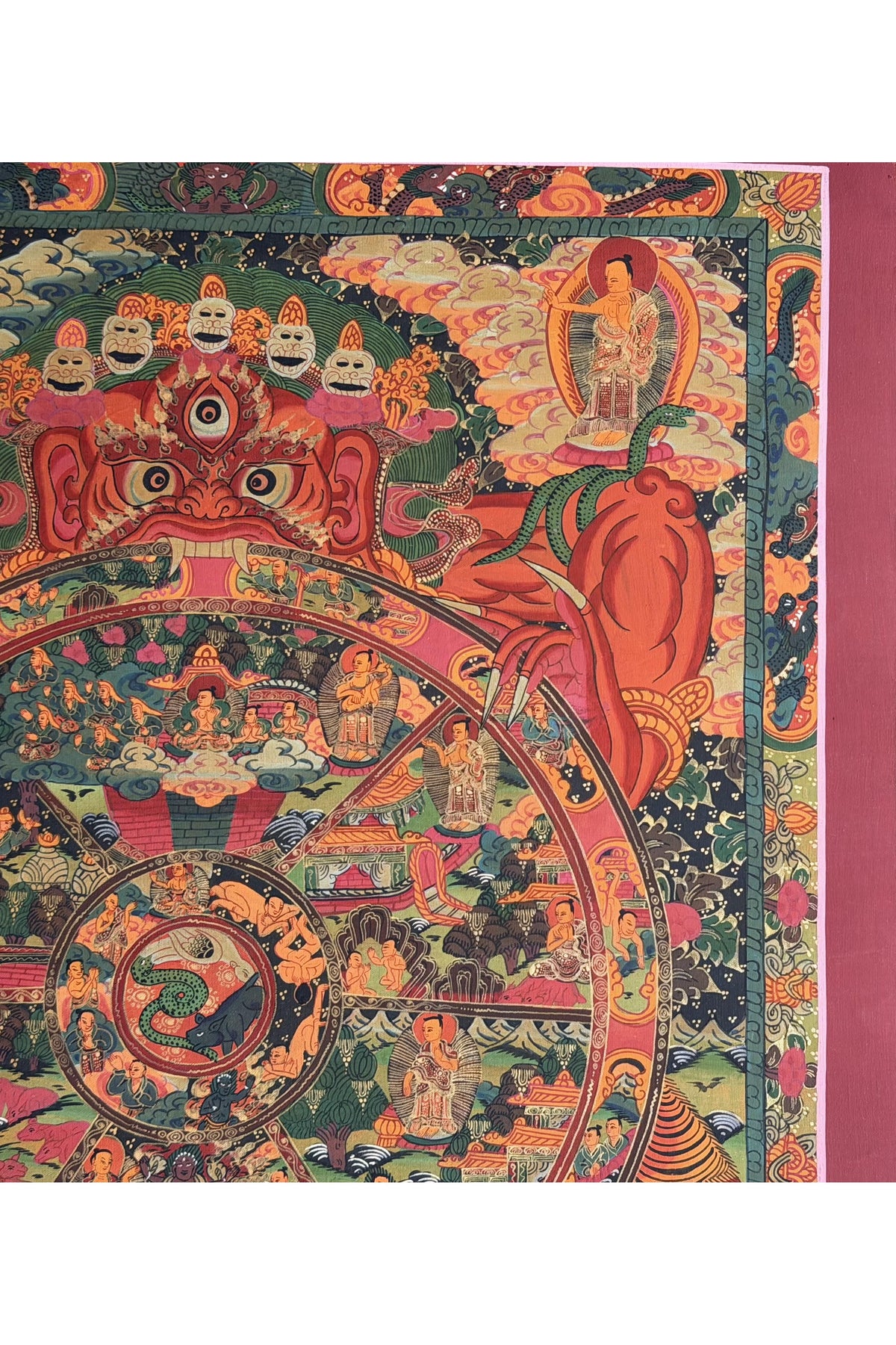 Hand-Painted Wheel of Life Thangka Painting: Tibetan Buddhist Mandala Art