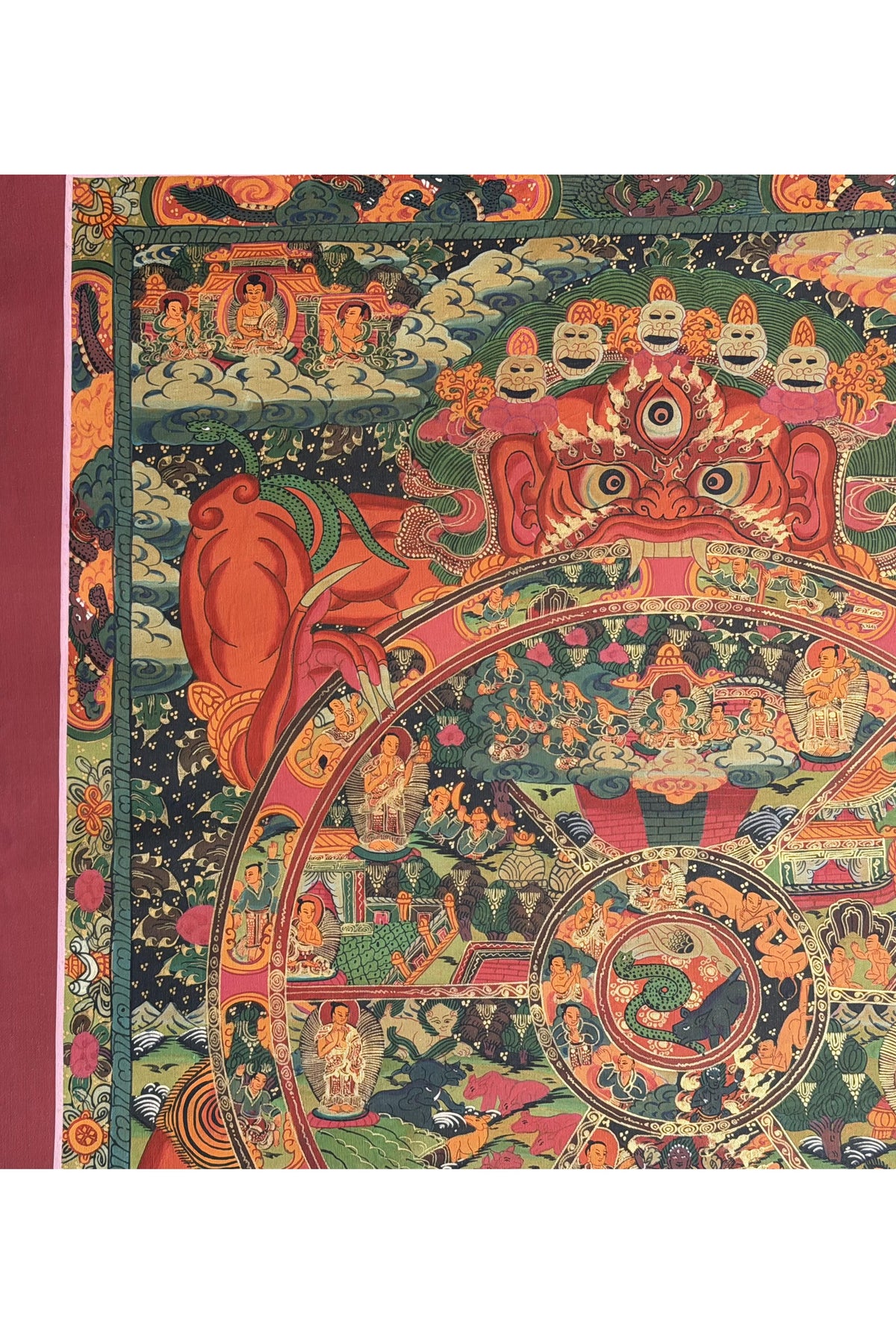 Hand-Painted Wheel of Life Thangka Painting: Tibetan Buddhist Mandala Art