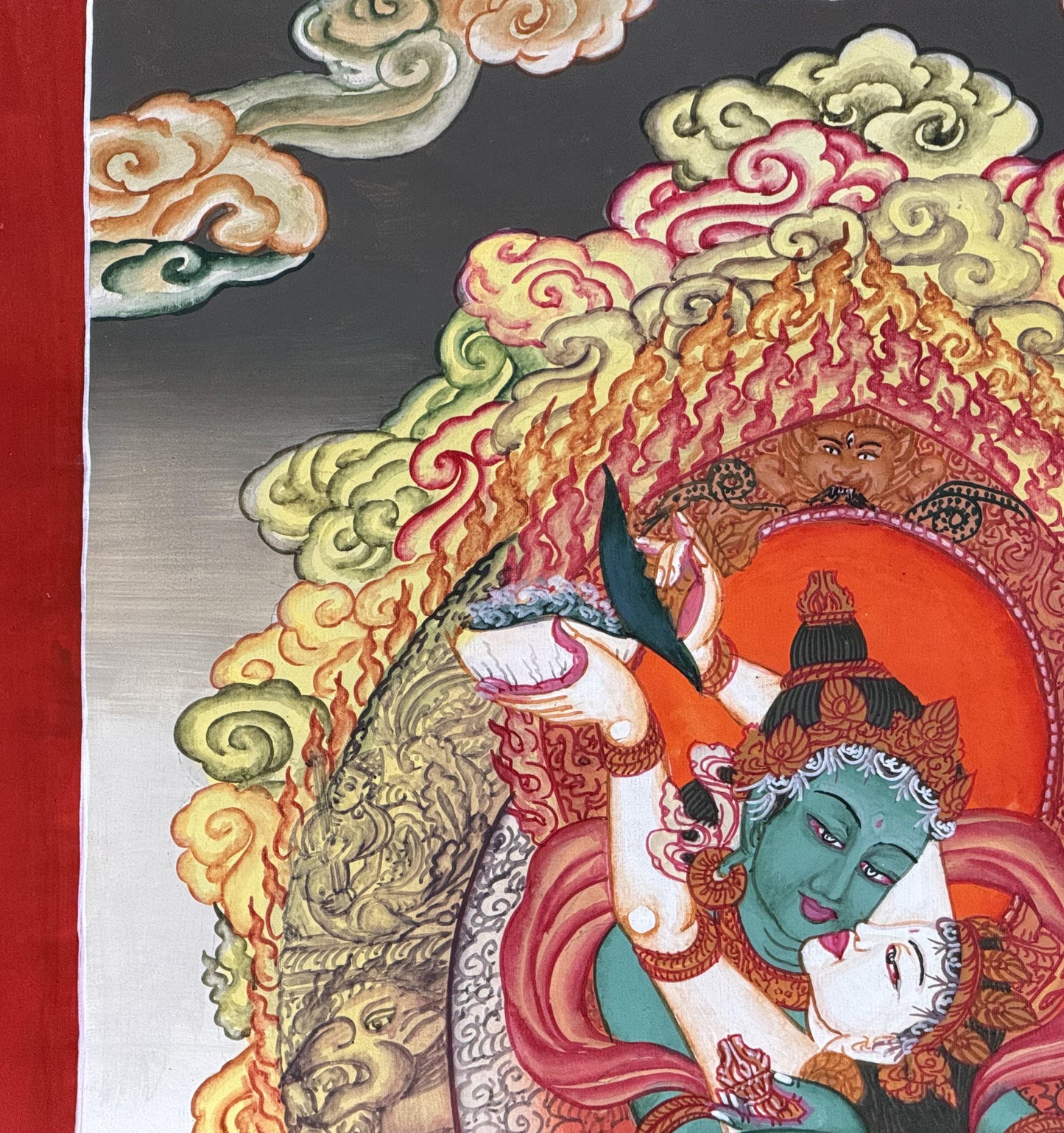 Vajradhara with Shakti Yab Yum | Tibetan Thangka Painting | Divine Union Art