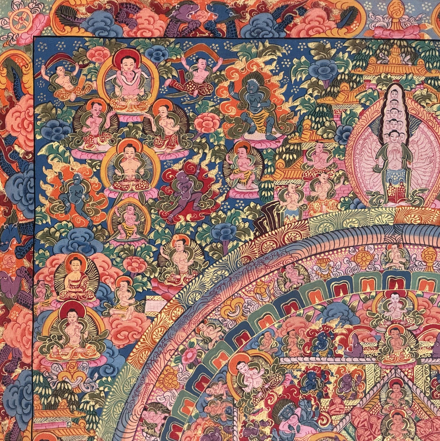 Buddha Life Story Mandala Thangka Painting –Large Hand-Painted Tibetan Buddhist Art