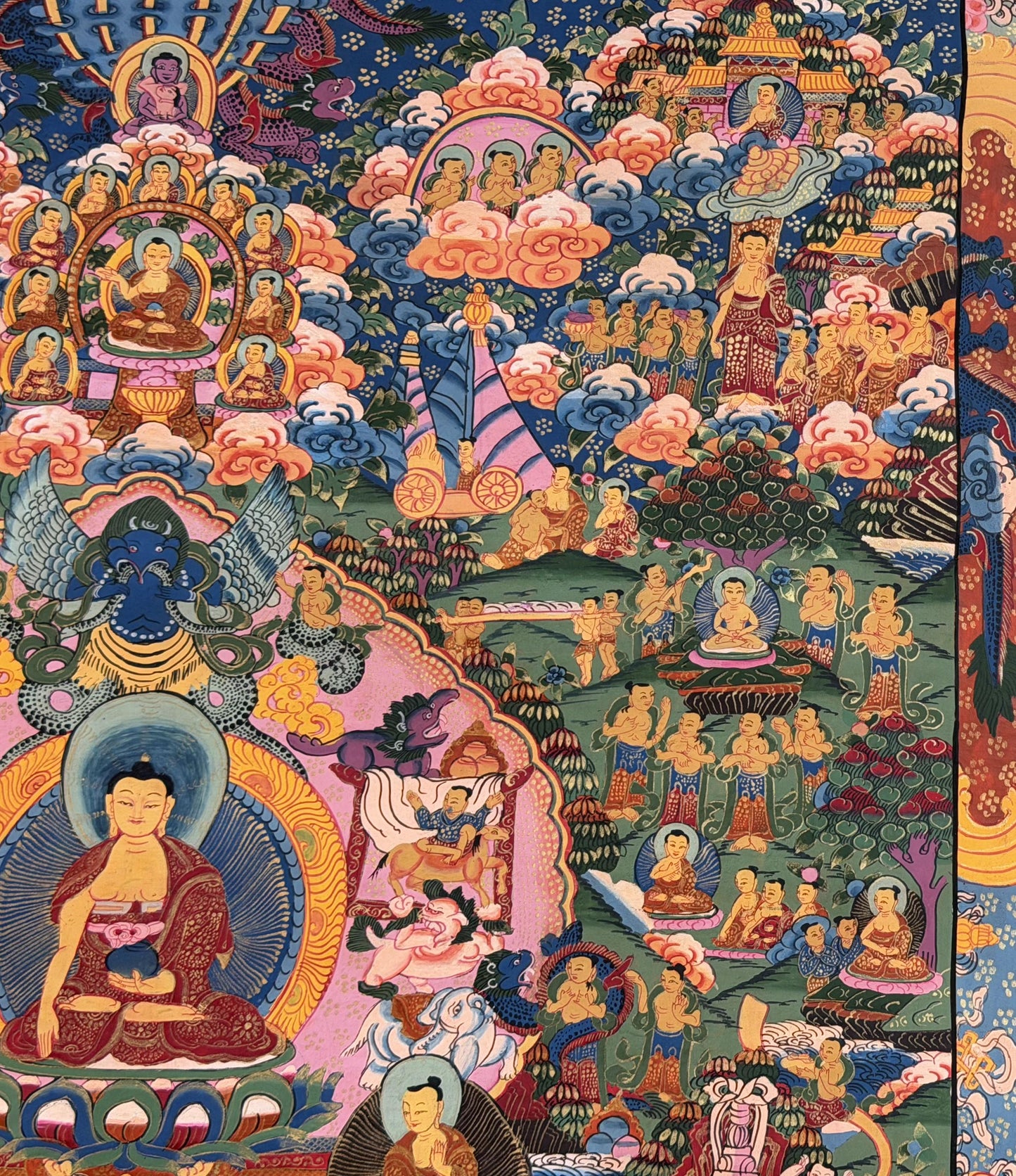 Buddha Life Story Thangka  Painting |  Original Hand-Painted Large Tibetan Buddhist Art