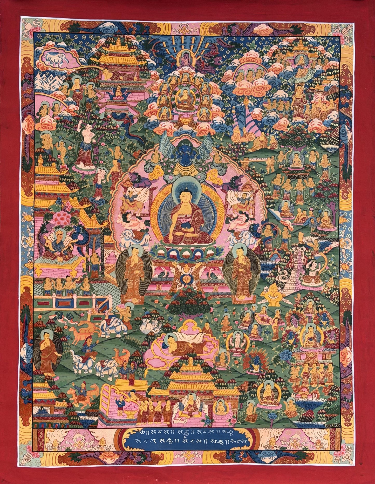 Buddha Life Story Thangka  Painting |  Original Hand-Painted Large Tibetan Buddhist Art