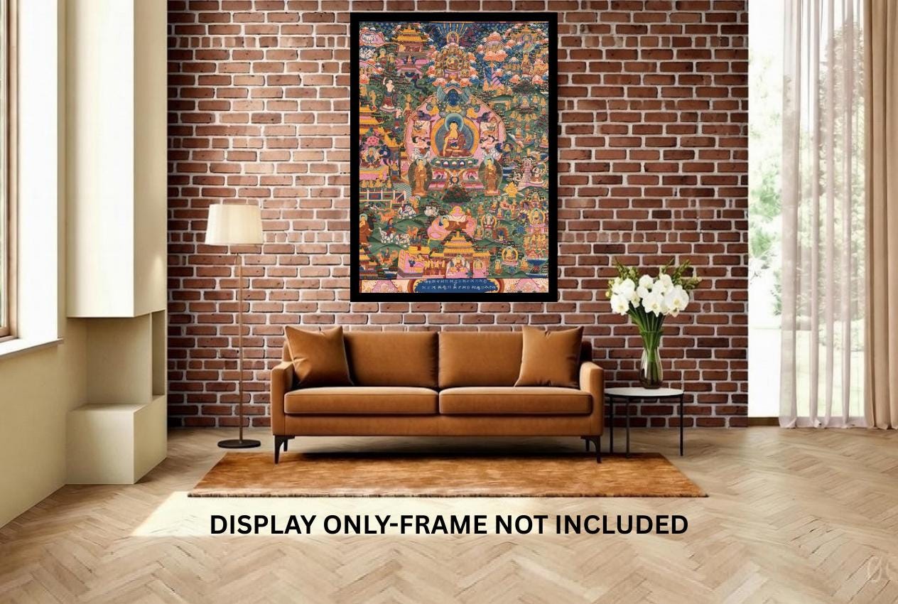 Buddha Life Story Thangka  Painting |  Original Hand-Painted Large Tibetan Buddhist Art
