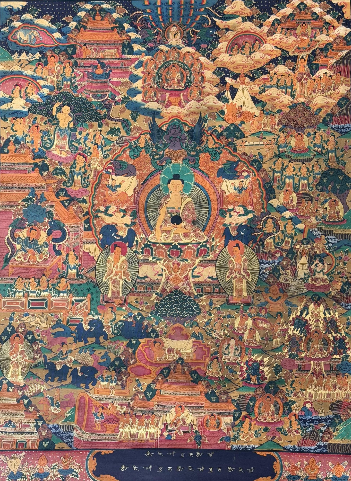 Buddha Life Mandala Thangka | Hand-Painted Tibetan Art | Shakyamuni Life Story |  Buddhist Painting