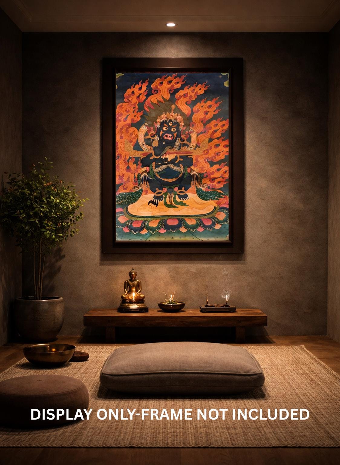 Two-Armed Mahakala Thangka Painting | Tibetan Buddhist Guardian Deity Art | Oil Varnished