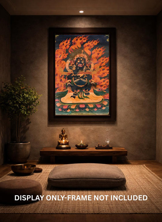 Two-Armed Mahakala Thangka Painting | Tibetan Buddhist Guardian Deity Art | Oil Varnished