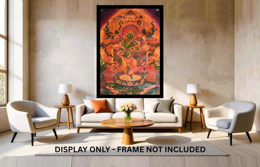 Original Newari Green Tara Thangka Painting | Paubha Art | Oil Varnish | Mother Goddess