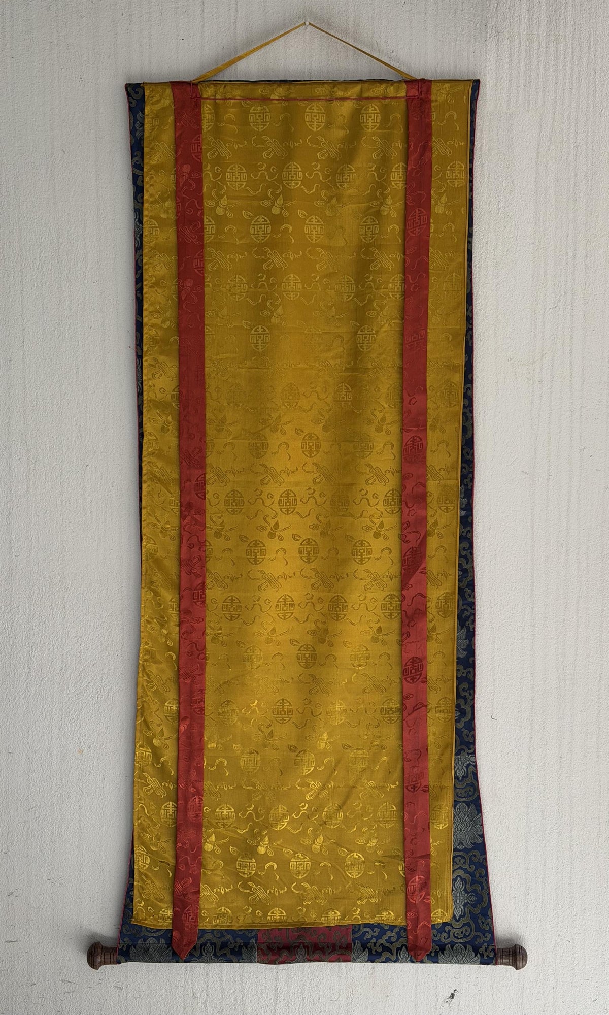 Seven Chakras Thangka Painting, Kundalini Art with Silk Brocade