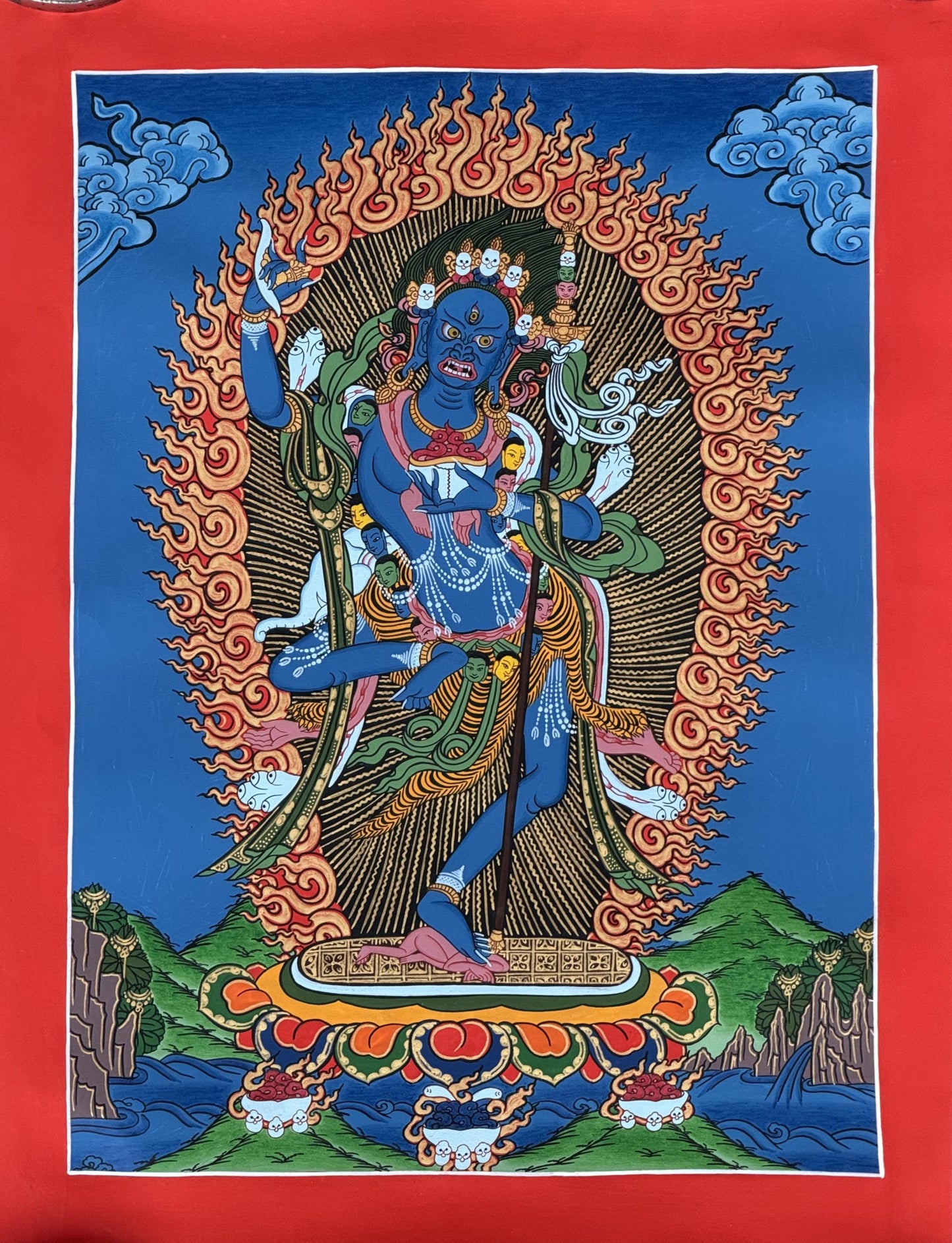 Original Hand-Painted Vajravarahi (Dorje Phagmo) Tibetan Thangka – Female Buddha Meditation Art