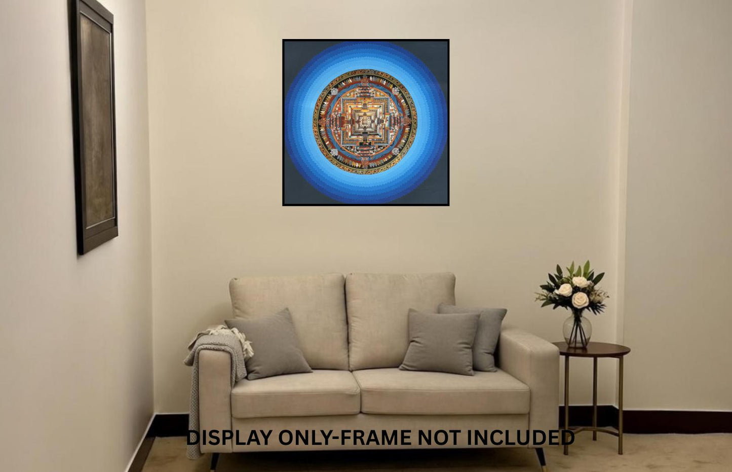 Hand-Painted Kalachakra Mandala Thangka with Silk Brocade | Tibetan Buddhist Rainbow Lotus Meditation Art
