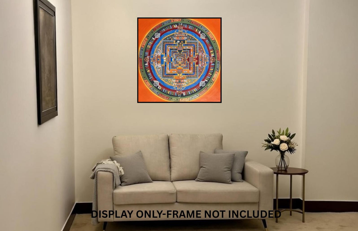 Hand-Painted Kalachakra Mandala Thangka 24x24 inch | Authentic Tibetan Buddhist Art on Cotton Canvas