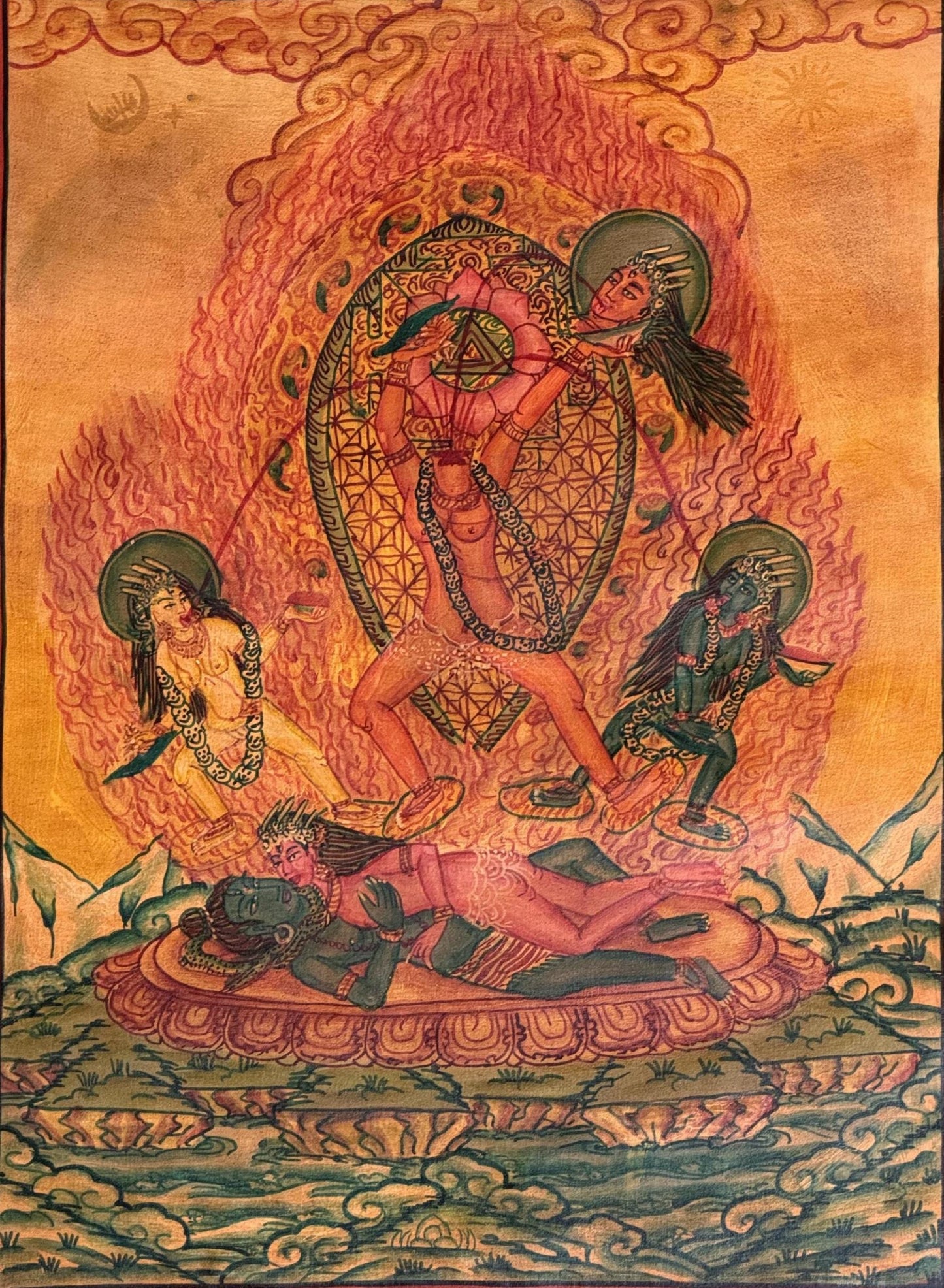 Hand Painted Chhinnamasta Thangka Painting | Hindu Mahavidya Goddess Art | Tibetan Buddhist Tantric Art