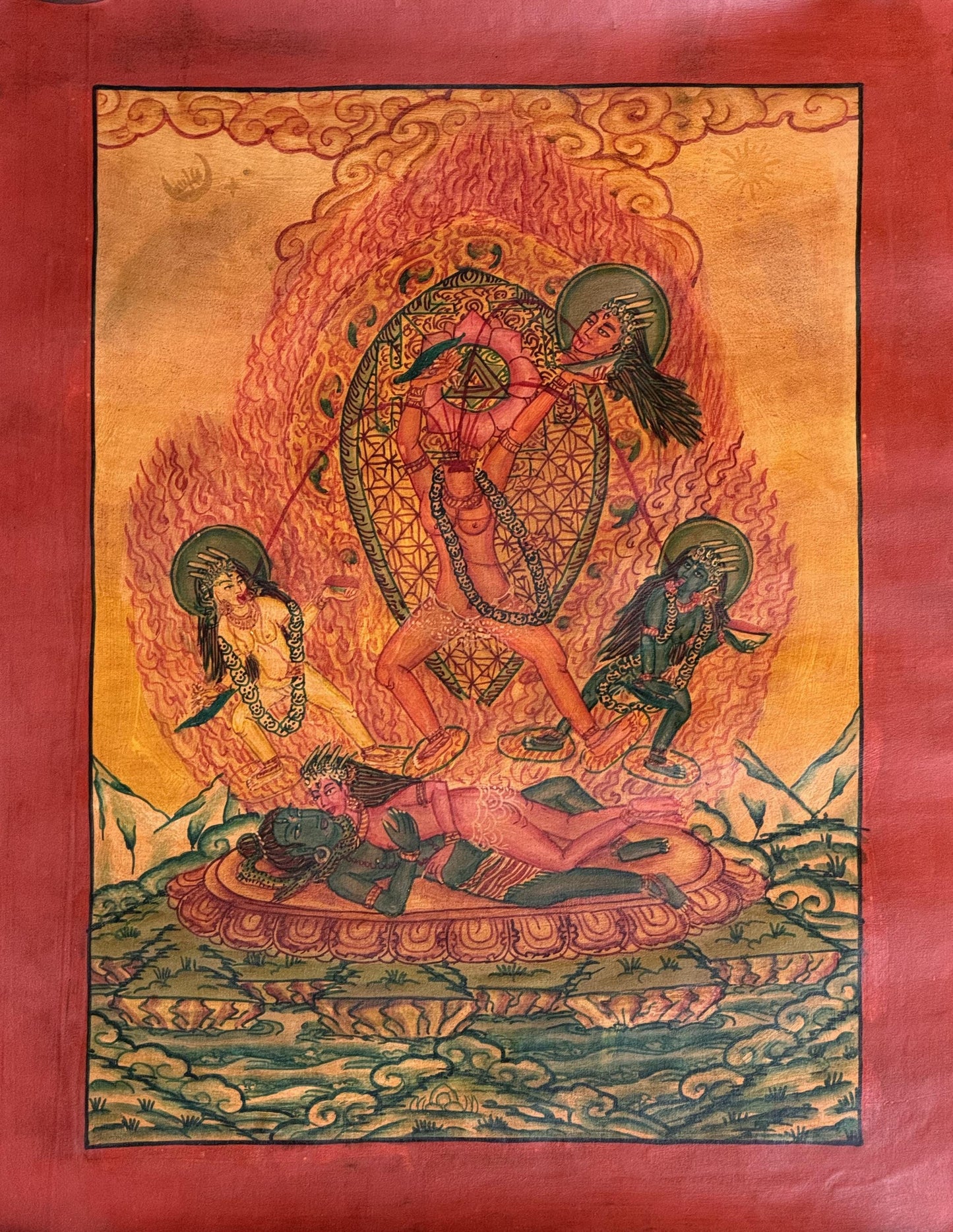 Hand Painted Chhinnamasta Thangka Painting | Hindu Mahavidya Goddess Art | Tibetan Buddhist Tantric Art