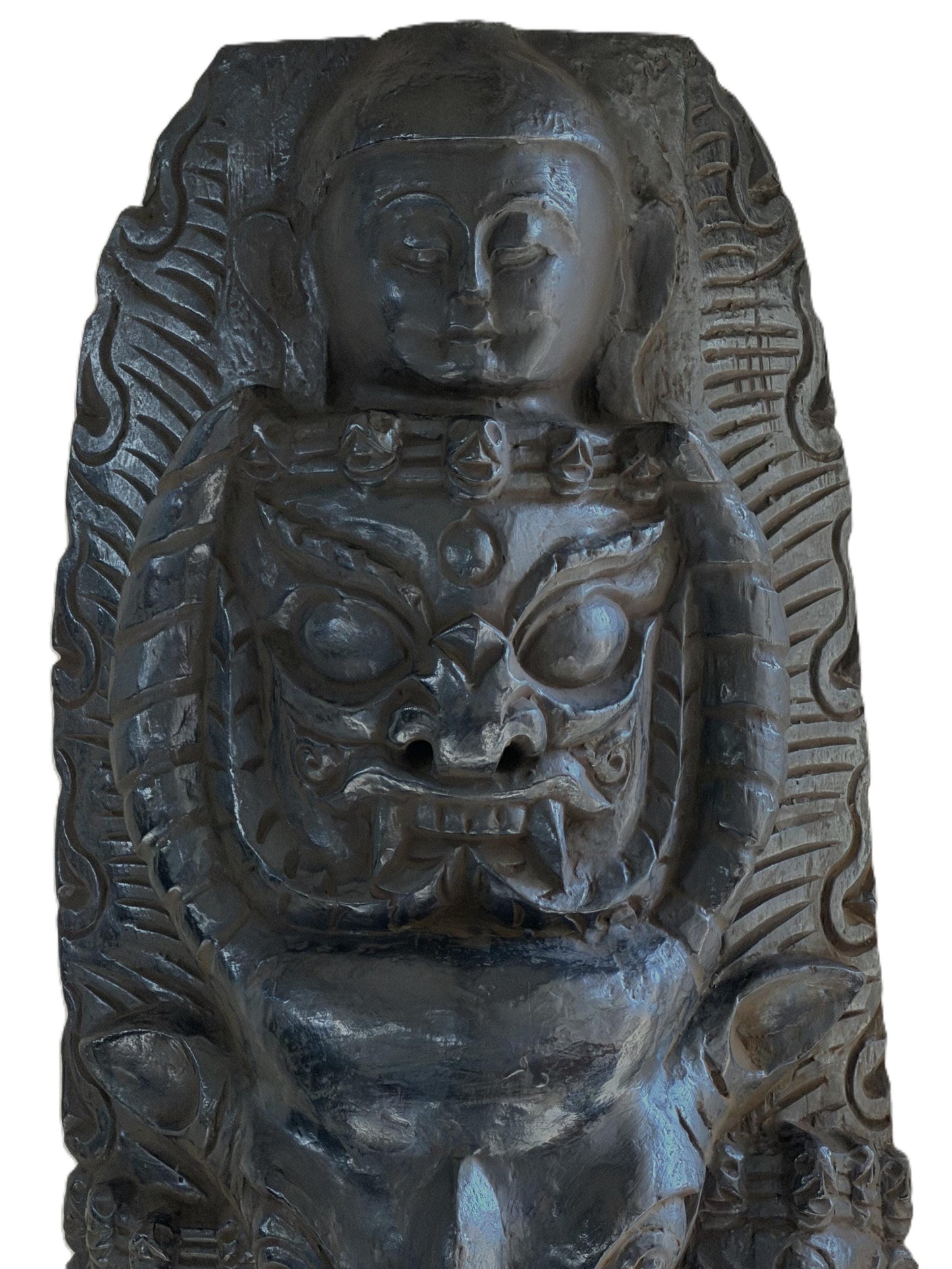 Tibetan Yamantaka Mask Vajrabhairava Buffalo Head Wooden Wall Hanging Wrathful Deity Buddhist Art