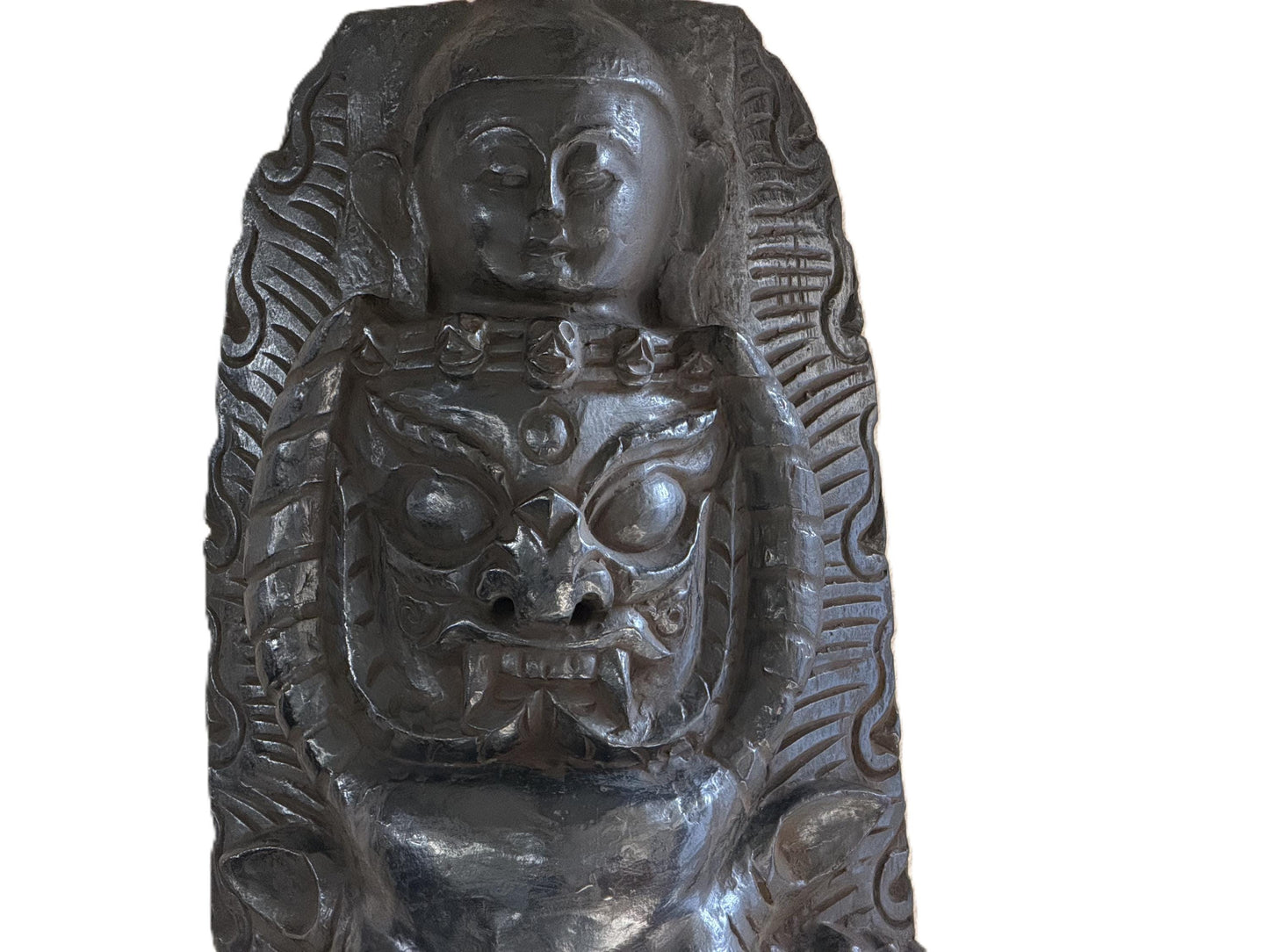 Tibetan Yamantaka Mask Vajrabhairava Buffalo Head Wooden Wall Hanging Wrathful Deity Buddhist Art