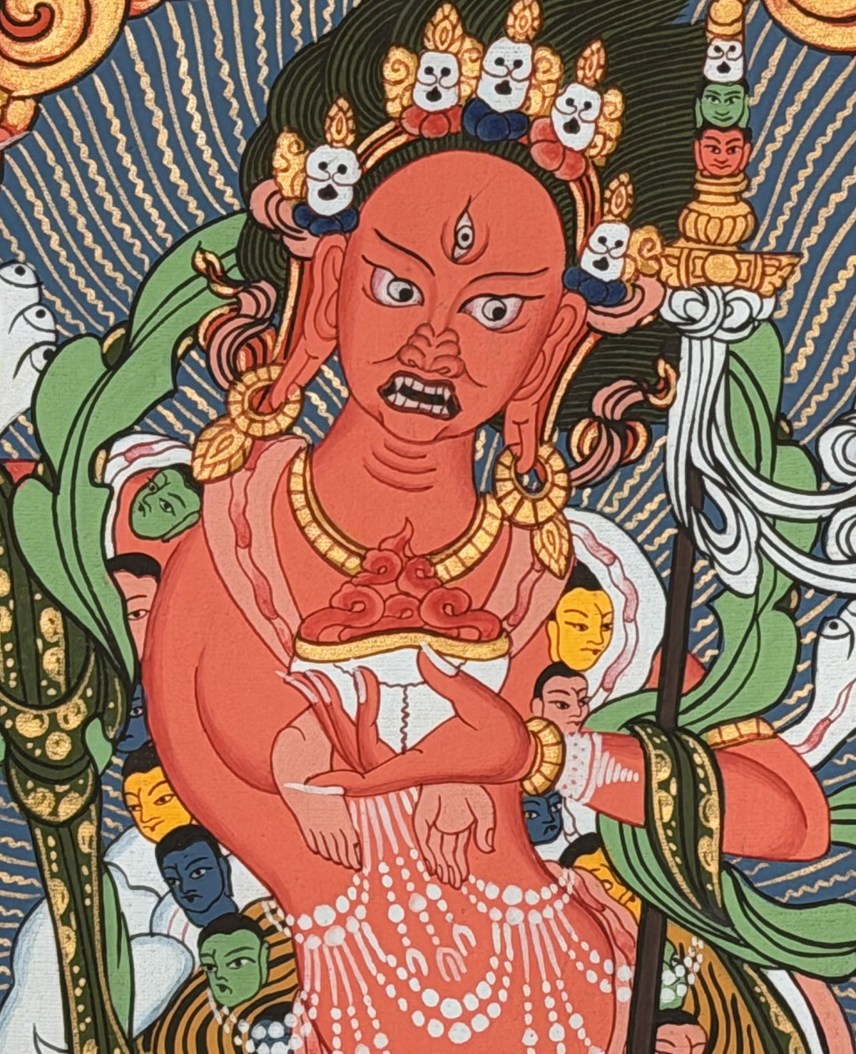 Hand-Painted Vajravarahi Thangka | Dorje Phagmo Tibetan Buddhist Painting | Silk Brocade Wall Art