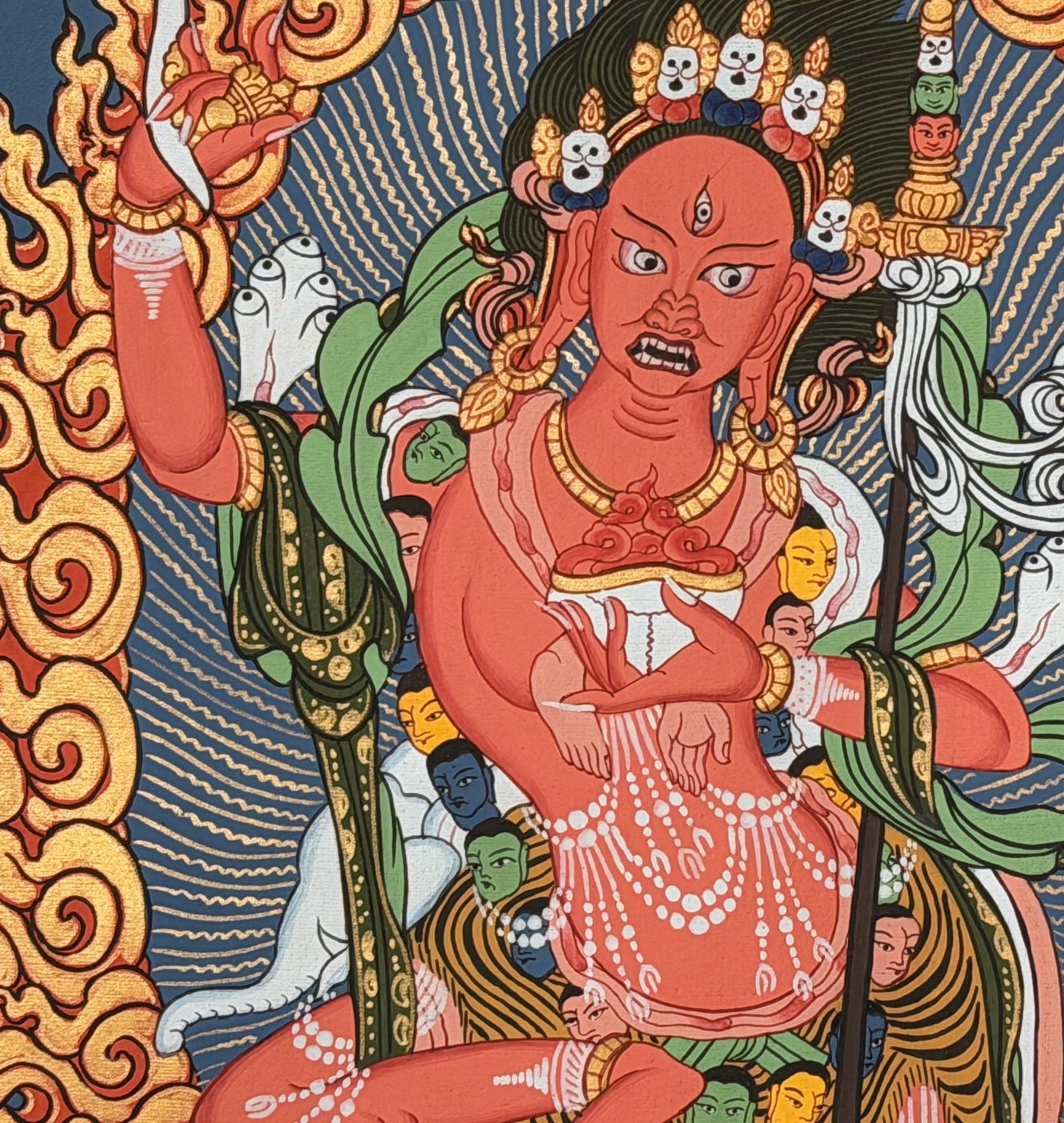 Hand-Painted Vajravarahi Thangka with Silk Brocade