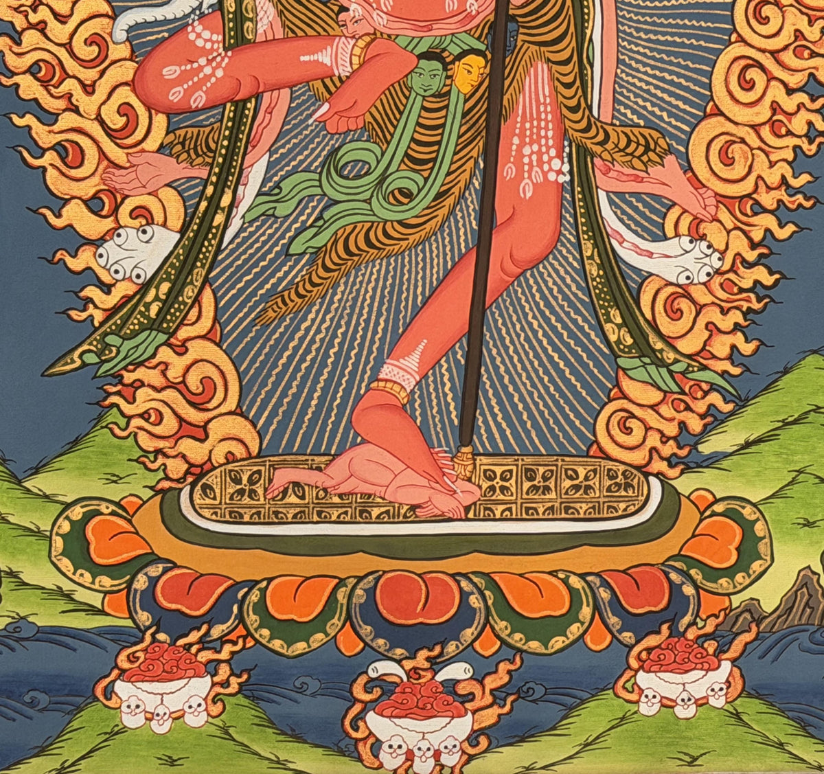 Hand-Painted Vajravarahi Thangka | Dorje Phagmo Tibetan Buddhist Painting | Silk Brocade Wall Art