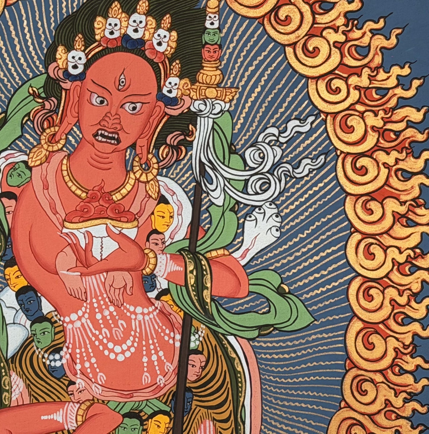 Hand-Painted Vajravarahi Thangka with Silk Brocade