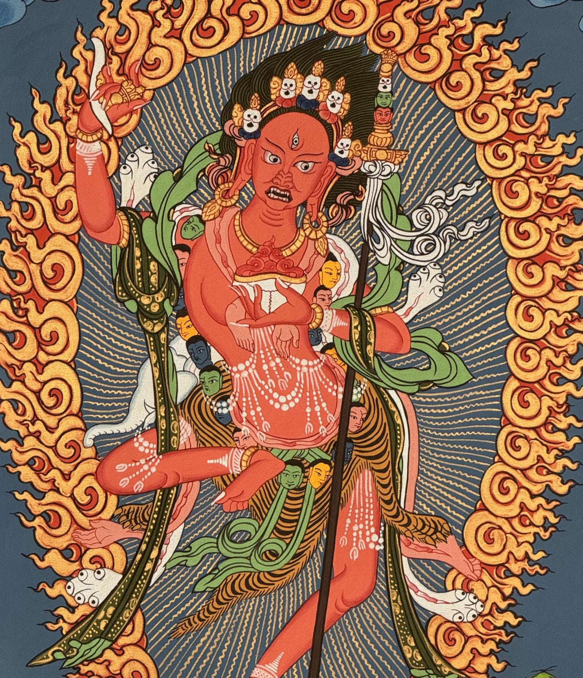 Hand-Painted Vajravarahi Thangka | Dorje Phagmo Tibetan Buddhist Painting | Silk Brocade Wall Art
