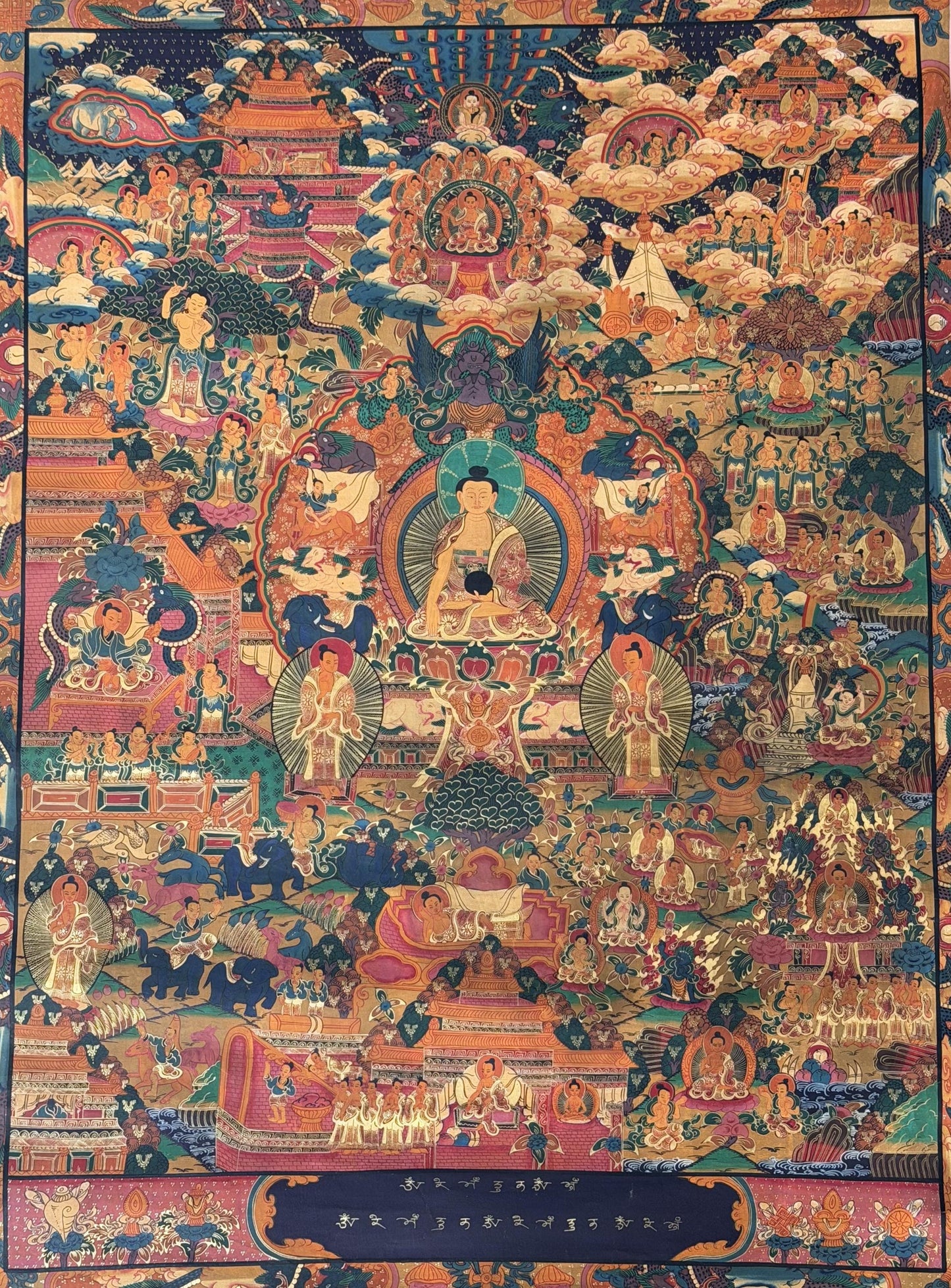 Buddha Life Mandala Thangka | Hand-Painted Tibetan Art | Shakyamuni Life Story |  Buddhist Painting