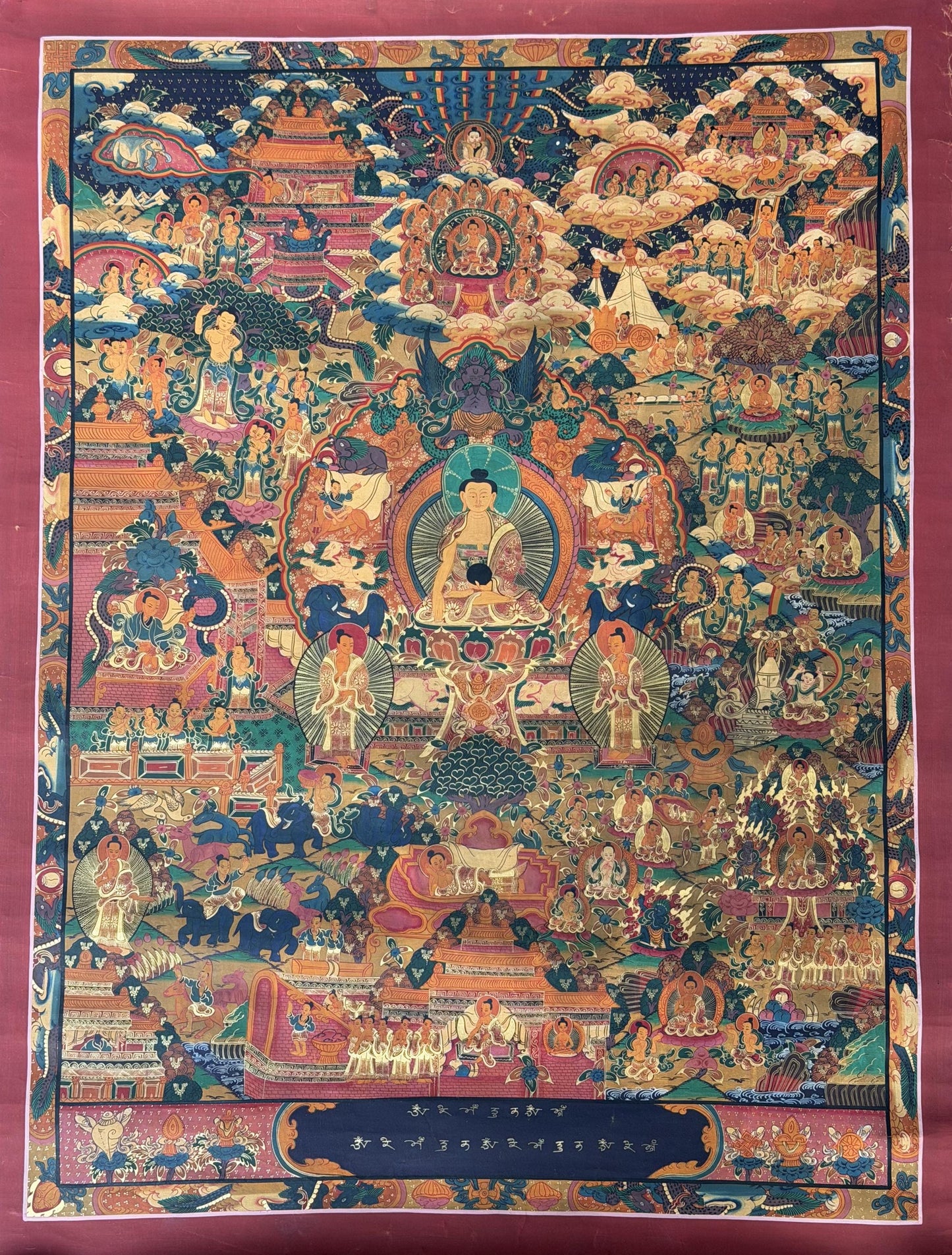 Buddha Life Mandala Thangka | Hand-Painted Tibetan Art | Shakyamuni Life Story |  Buddhist Painting