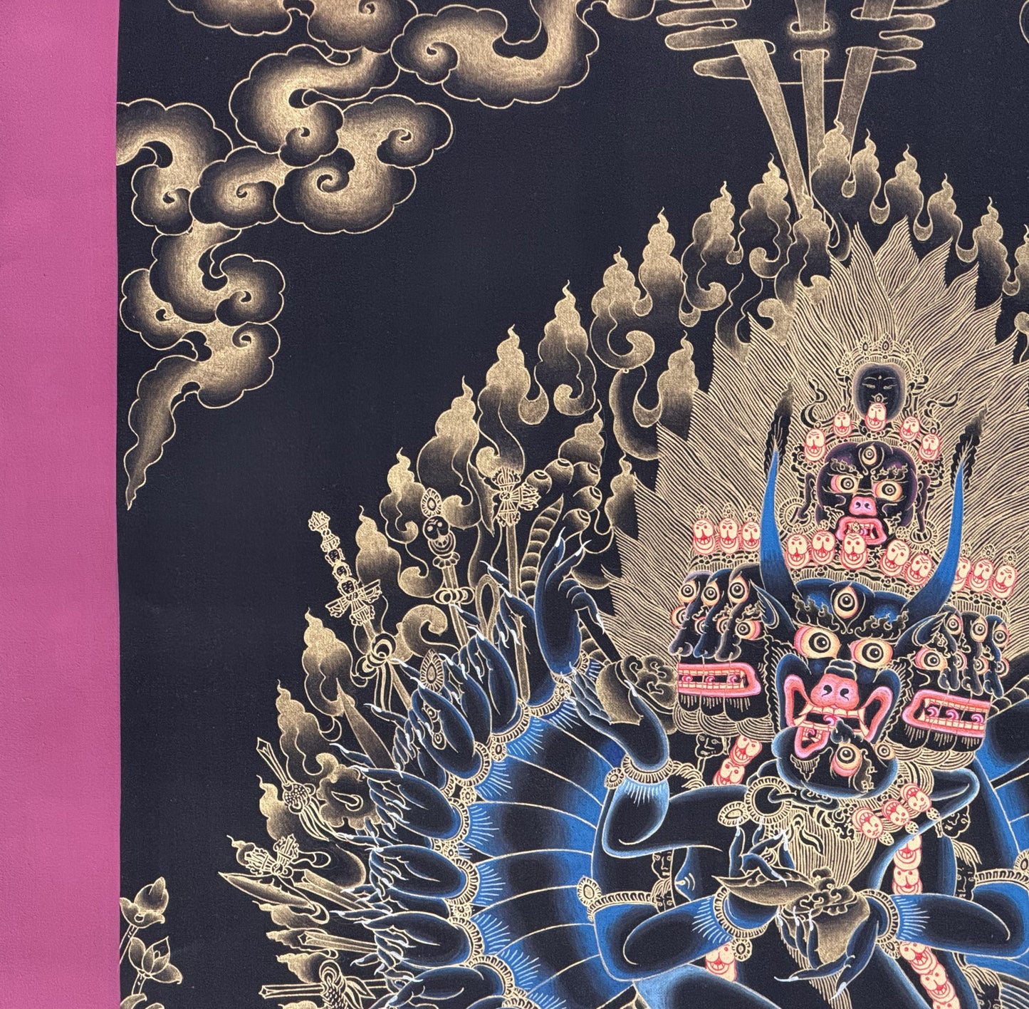 Hand-Painted Yamantaka Tibetan Thangka Painting – Wrathful Guardian Deity Art