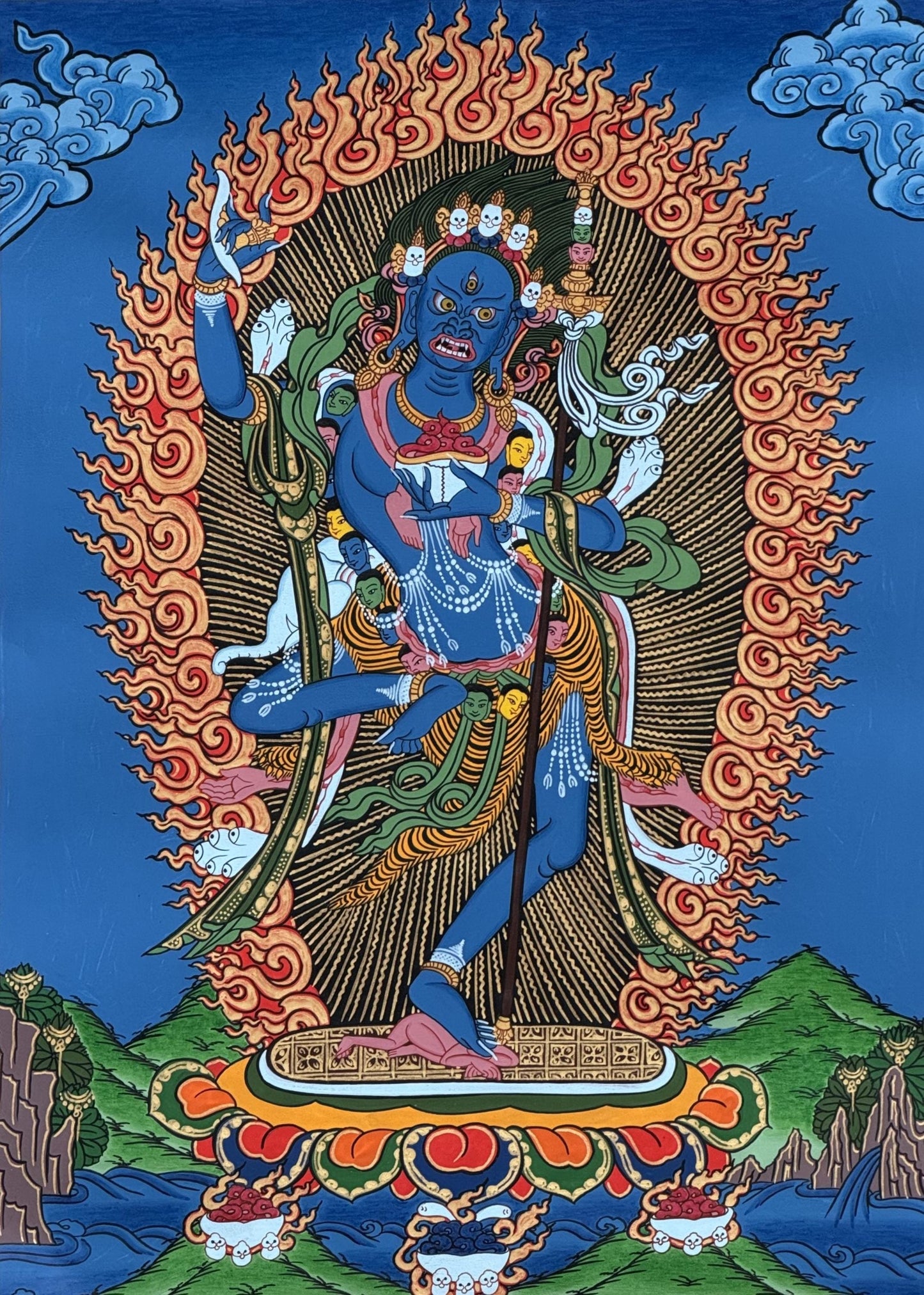 Original Hand-Painted Vajravarahi (Dorje Phagmo) Tibetan Thangka – Female Buddha Meditation Art