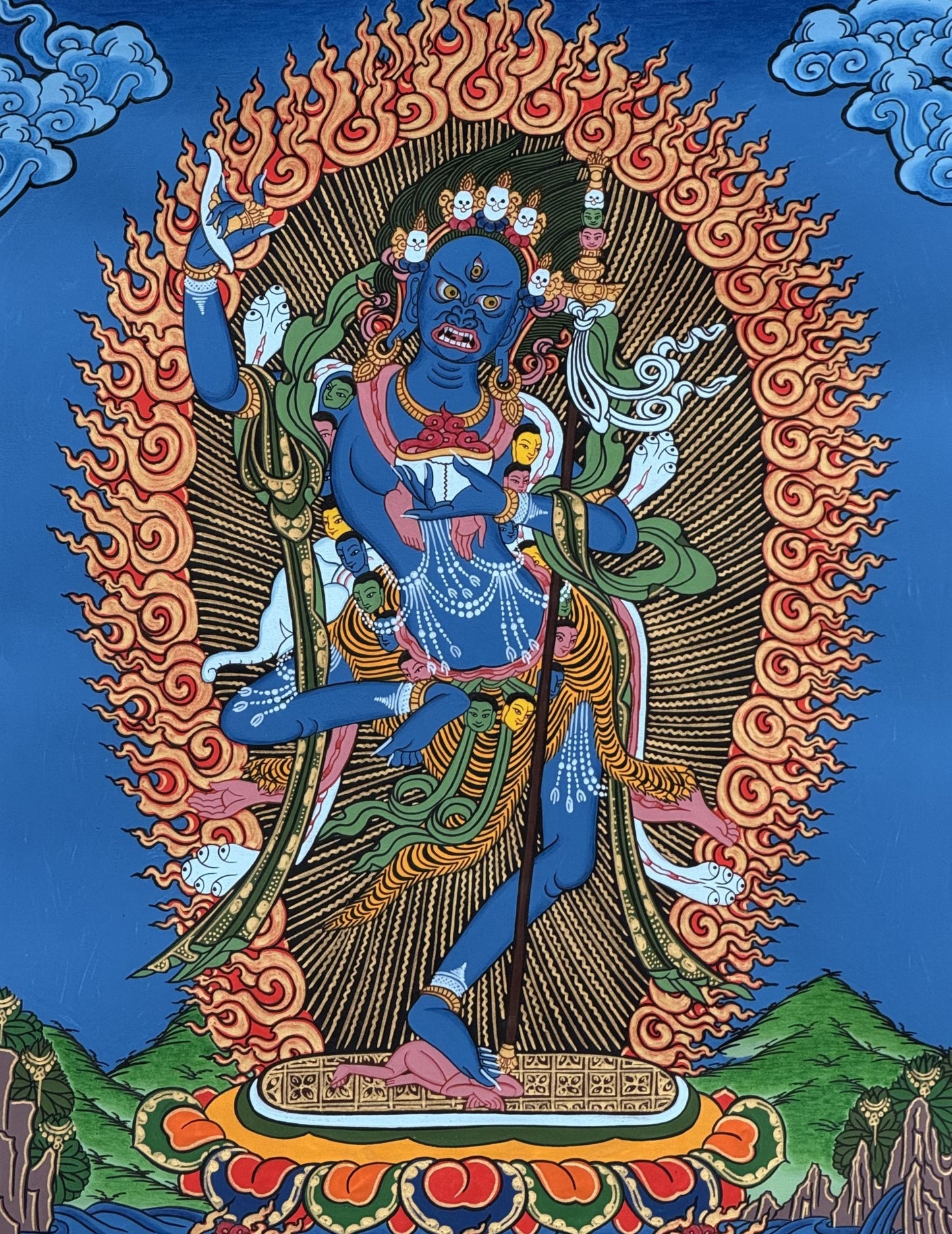 Original Hand-Painted Vajravarahi (Dorje Phagmo) Tibetan Thangka – Female Buddha Meditation Art