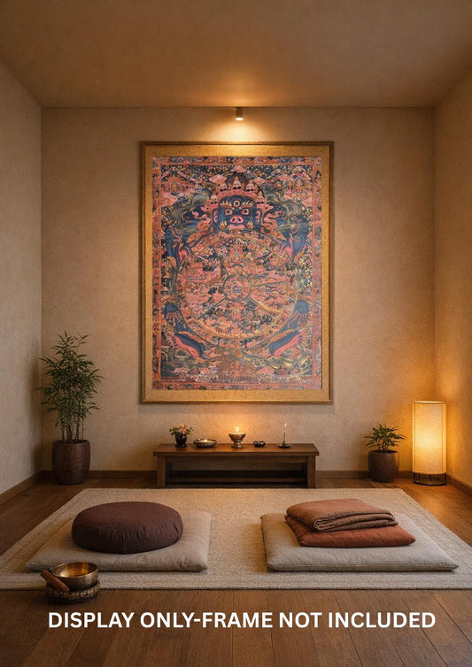 Hand-Painted Wheel of Life Thangka – Oil Varnished Buddhist Art