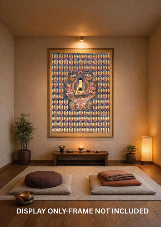 Hand-Painted Thousand Buddha Thangka – Tibetan  Meditation Art