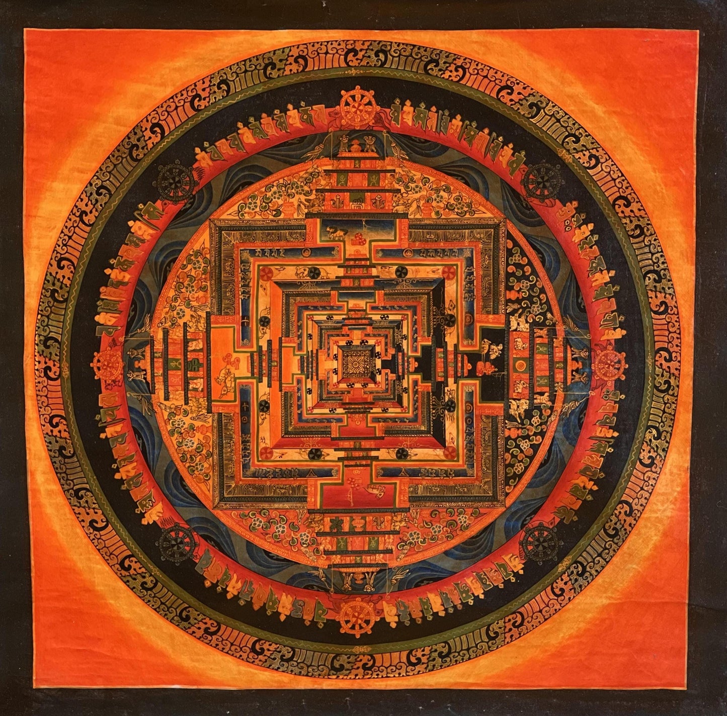 Tibetan Kalachakra Mandala Thangka Painting | Sacred Geometry Wall Art
