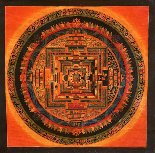 Tibetan Kalachakra Mandala Thangka Painting | Sacred Geometry Wall Art