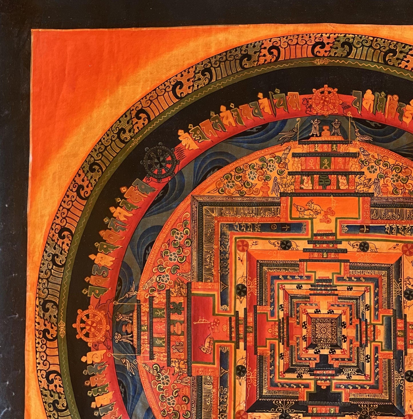 Tibetan Kalachakra Mandala Thangka Painting | Sacred Geometry Wall Art
