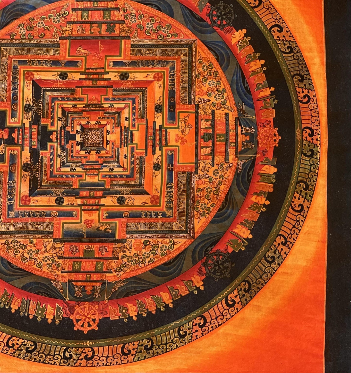 Tibetan Kalachakra Mandala Thangka Painting | Sacred Geometry Wall Art