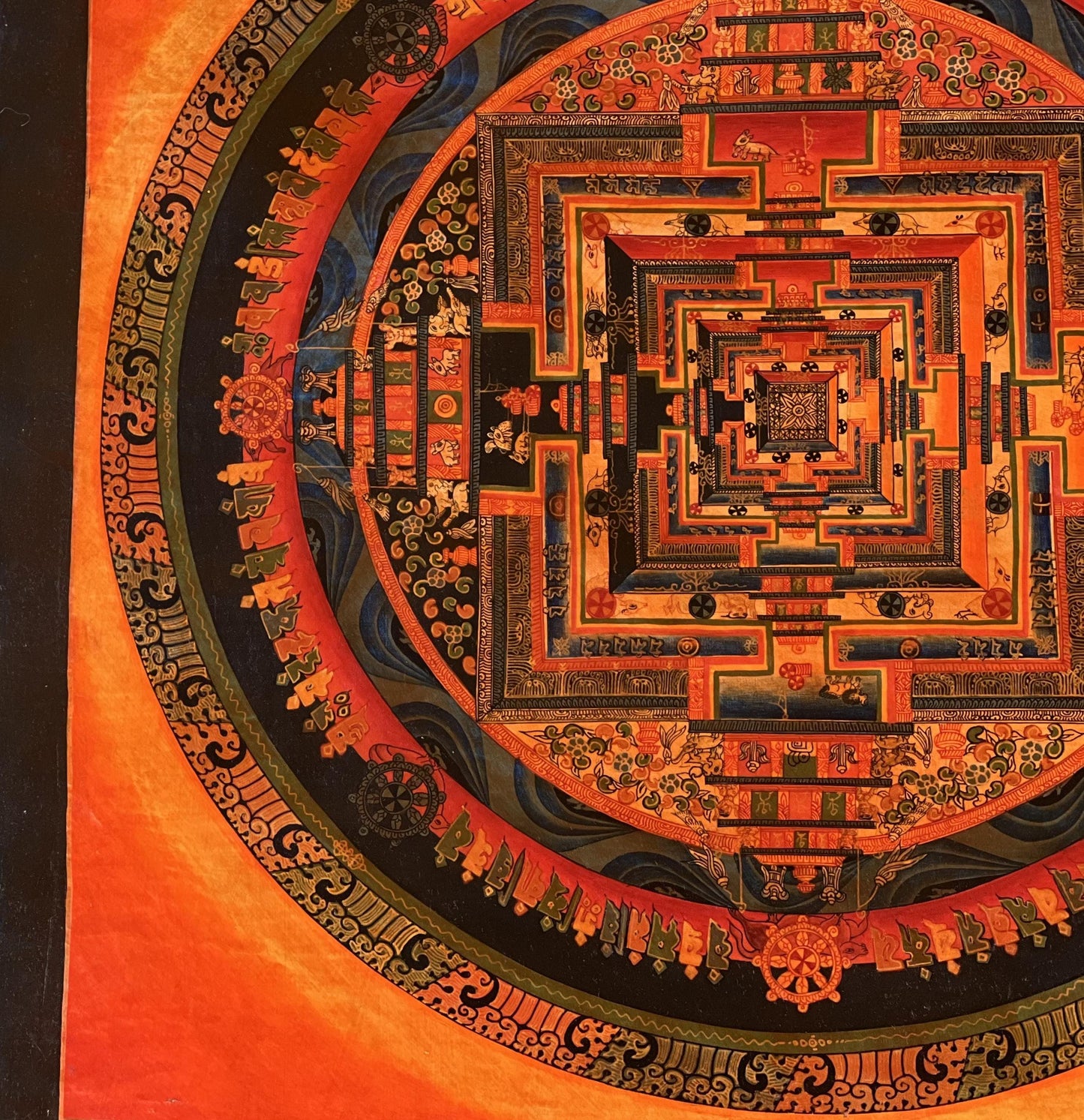 Tibetan Kalachakra Mandala Thangka Painting | Sacred Geometry Wall Art