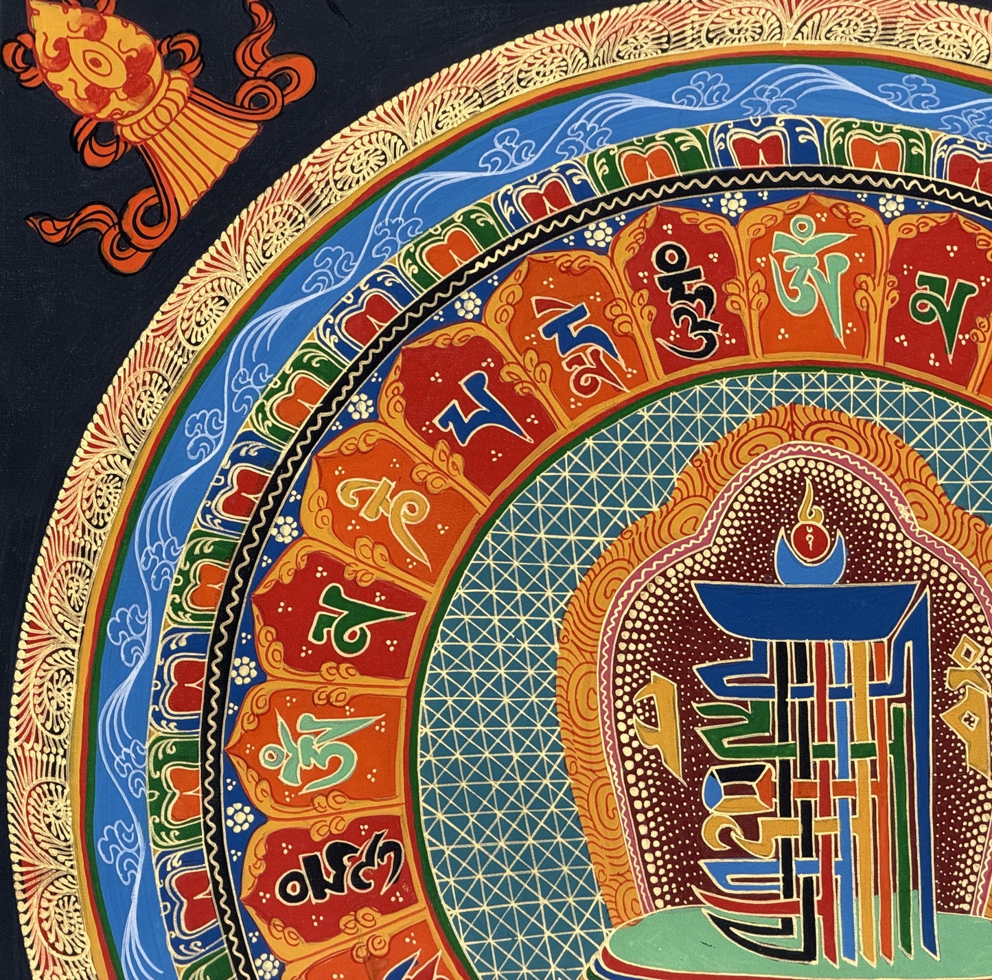 Kalachakra Seed Mantra Thangka Painting | Hand-Painted Tibetan Buddhist Meditation Art