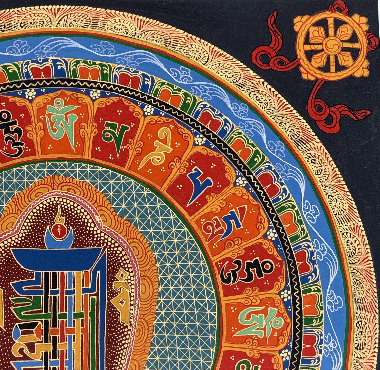 Kalachakra Seed Mantra Thangka Painting | Hand-Painted Tibetan Buddhist Meditation Art