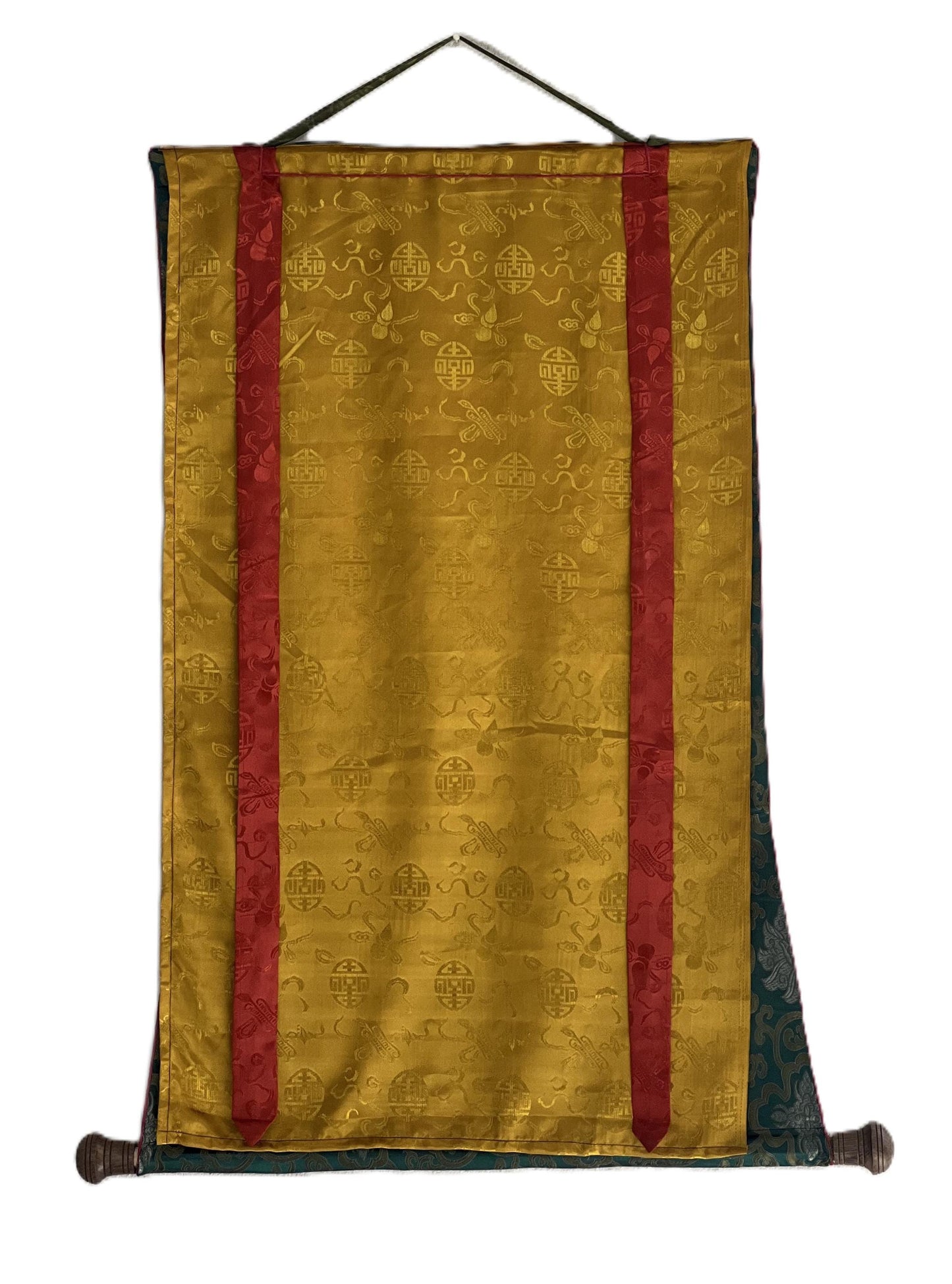 Old Hand-Painted Green Tara Tibetan Thangka | Prosperity & Protection Art with Silk Brocade
