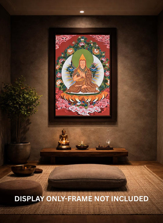 Original Hand-Painted Je Tsongkhapa Tibetan Thangka | Gelugpa Masterpiece Buddhist Meditation Art