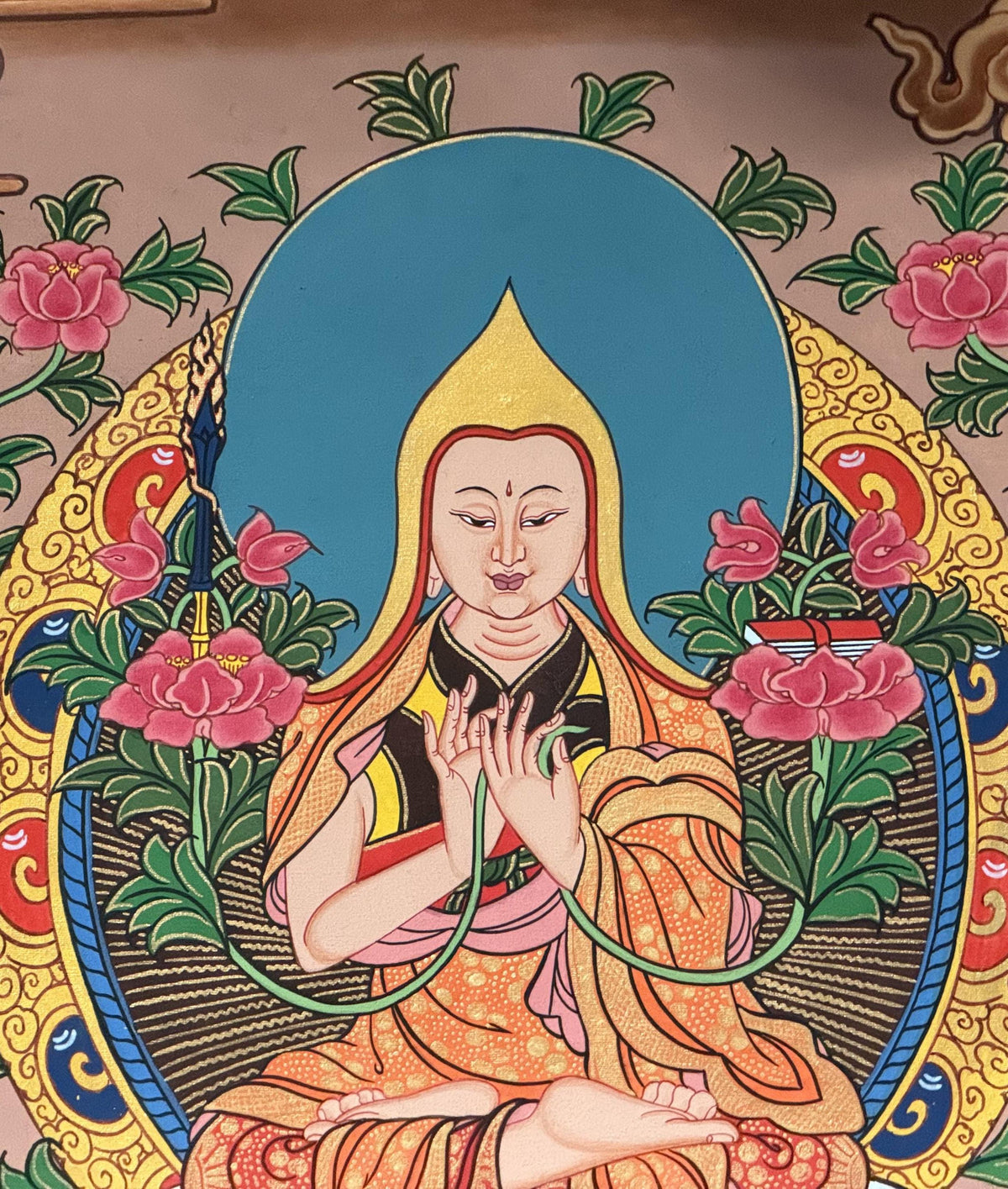 Je Tsongkhapa Thangka Painting: Tibetan Master Art with Silk Brocade