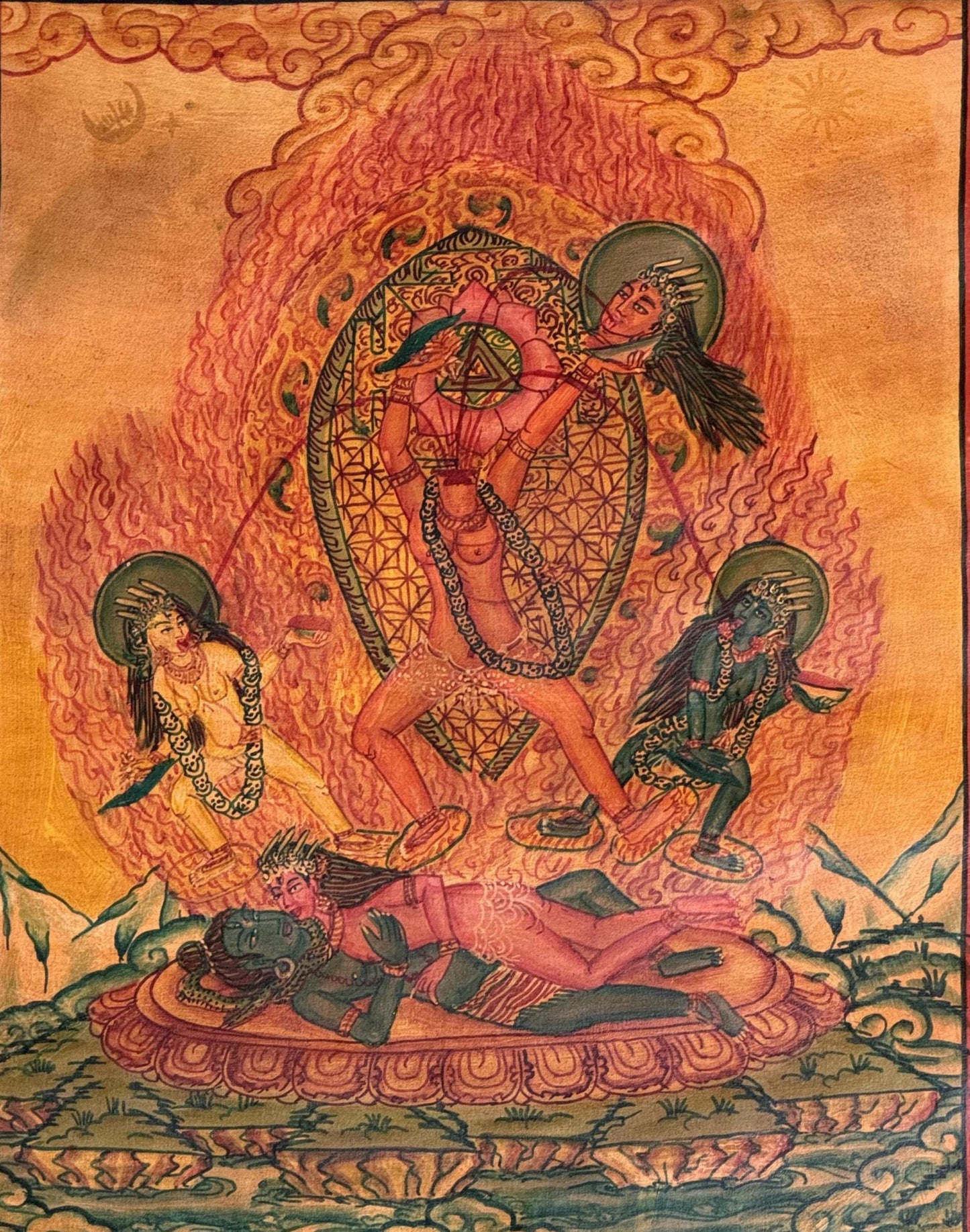 Hand Painted Chhinnamasta Thangka Painting | Hindu Mahavidya Goddess Art | Tibetan Buddhist Tantric Art