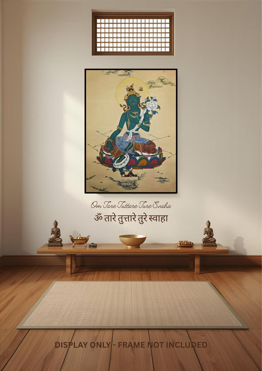 Green Tara Tibetan Thangka Painting in Karma Gadri Style