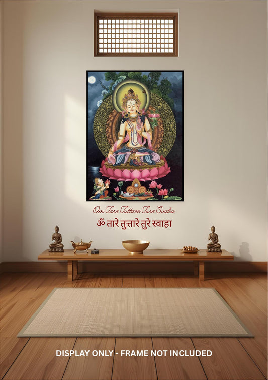 White Tara Newari Paubha Thangka | Hand Painted Buddhist Art | Masterpiece Meditation Painting
