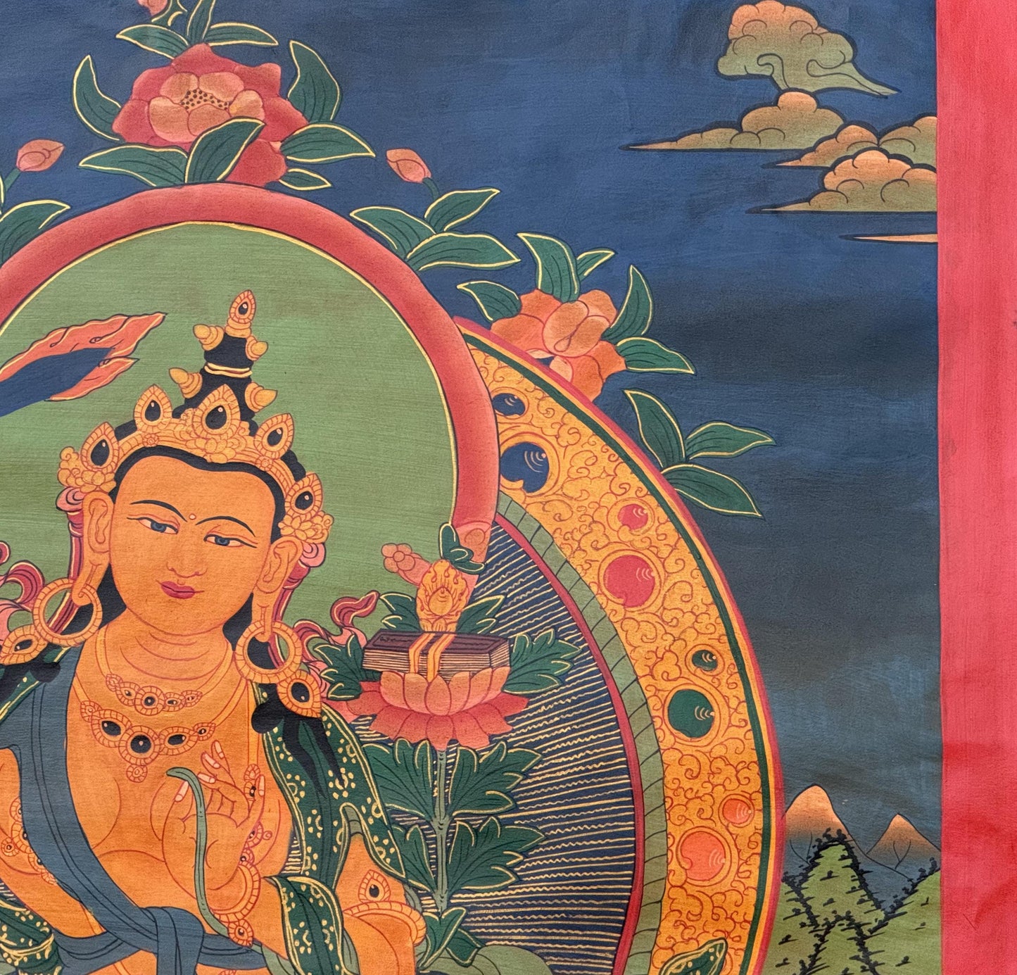Hand Painted Manjushri Thangka, God of Wisdom Painting From Nepal
