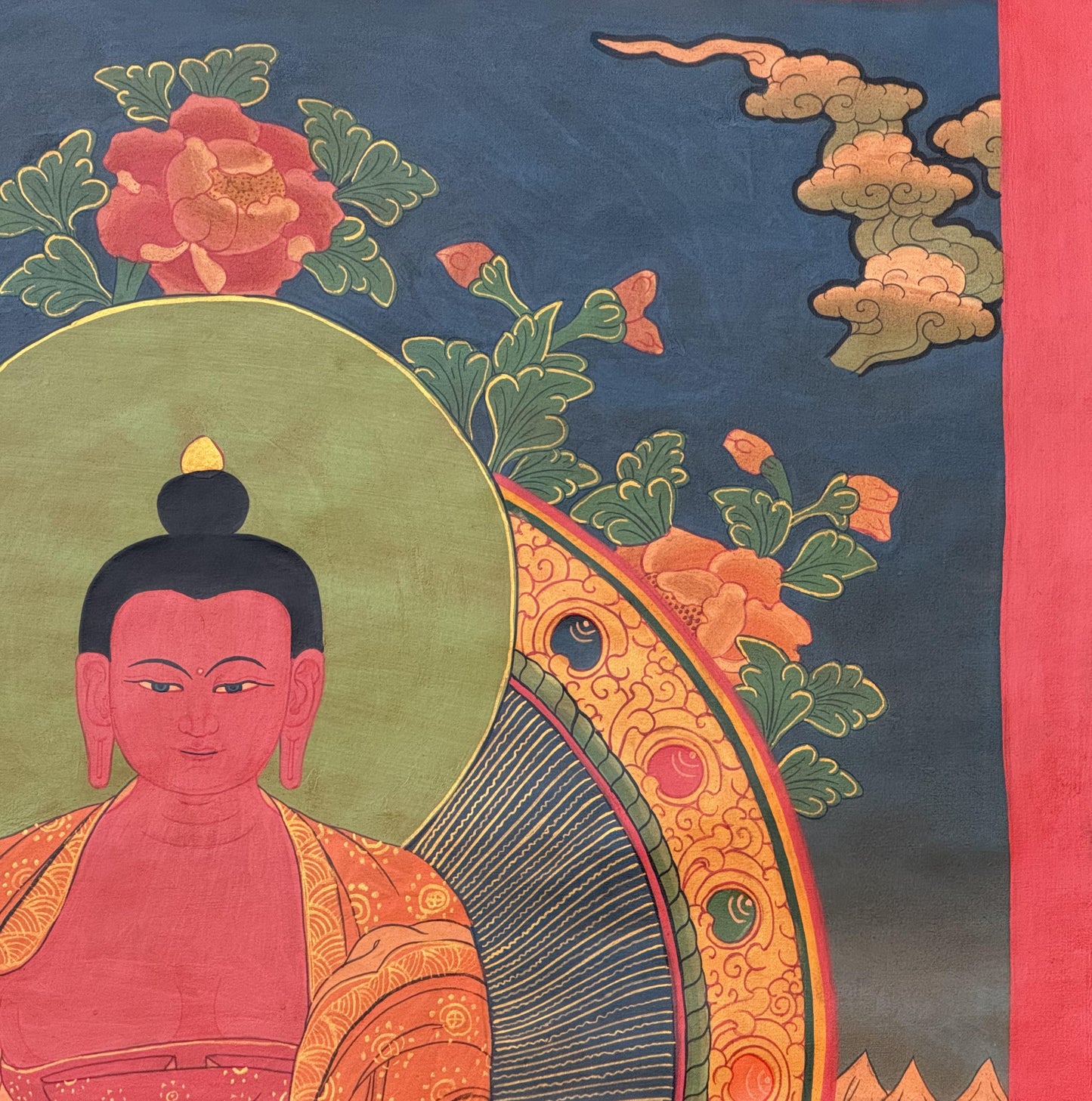 Amitabha Buddha Oil Varnished Thangka Painting, Hand-Painted Tibetan Art