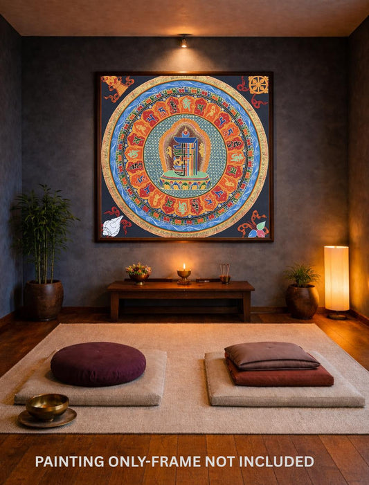 Kalachakra Seed Mantra Thangka Painting | Hand-Painted Tibetan Buddhist Meditation Art
