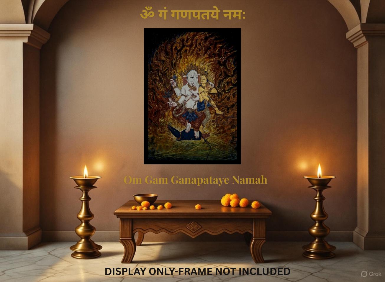 Ganesha Thangka Art | Hindu God of Wisdom | Ganapati Decor | Vedic Mythology | Newari Paubha Painting