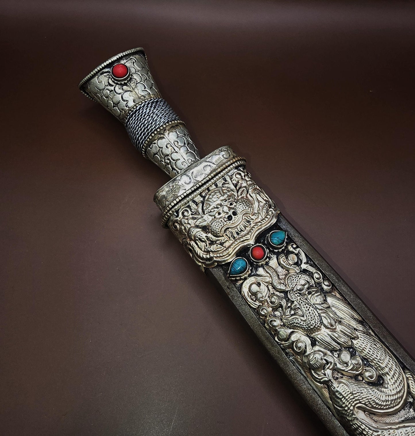 Handmade Tibetan Paper Knife – Nepal Artisan Letter Opener with White Metal Handle & Iron Blade