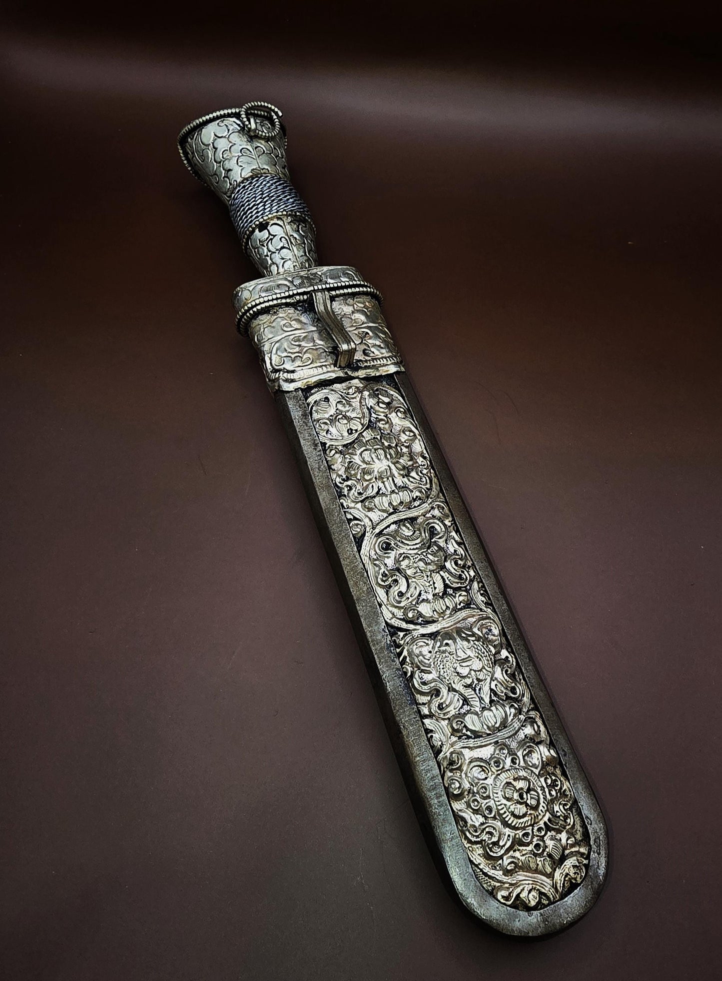 Handmade Tibetan Paper Knife – Nepal Artisan Letter Opener with White Metal Handle & Iron Blade